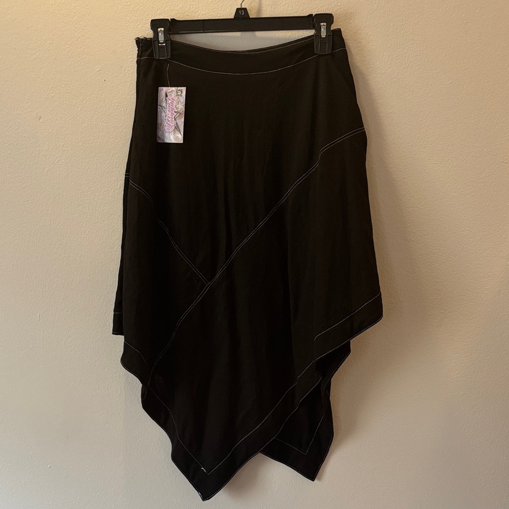 Black Asymmetrical Midi Skirt